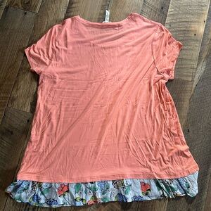 Matilda Jane Peach Tee with Floral Trim